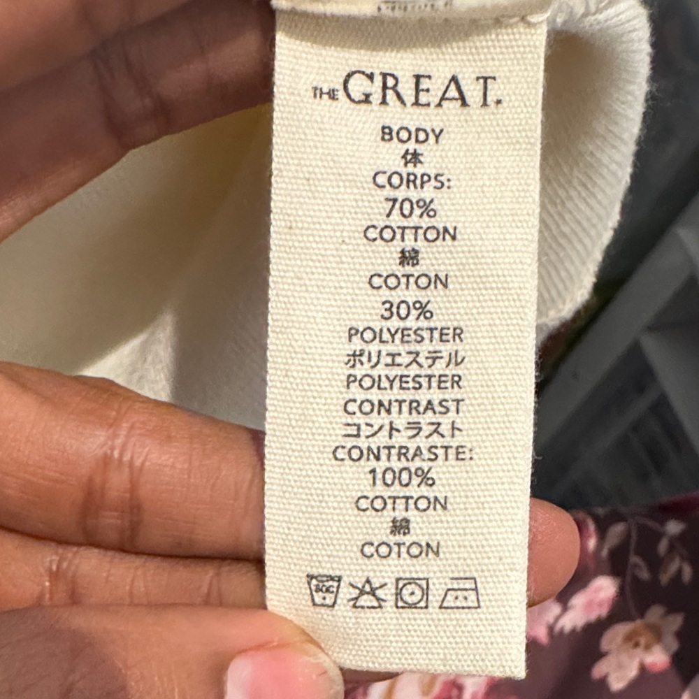 NEW THE GREAT. The slouch mixed media half-zip pullover washed white ivory sz 1 - Picture 8 of 9